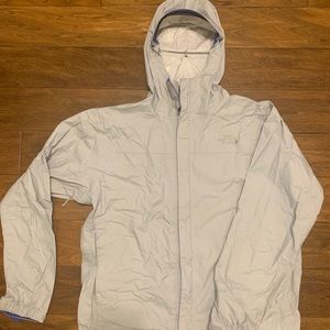 North Face grey rain jacket.